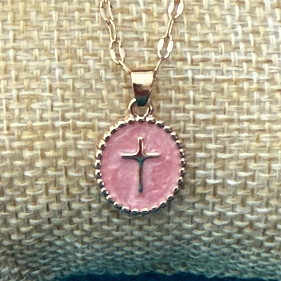 Gold Cross Pink Pendant Necklace Easter Gift
NEW - Picture 2 of 4